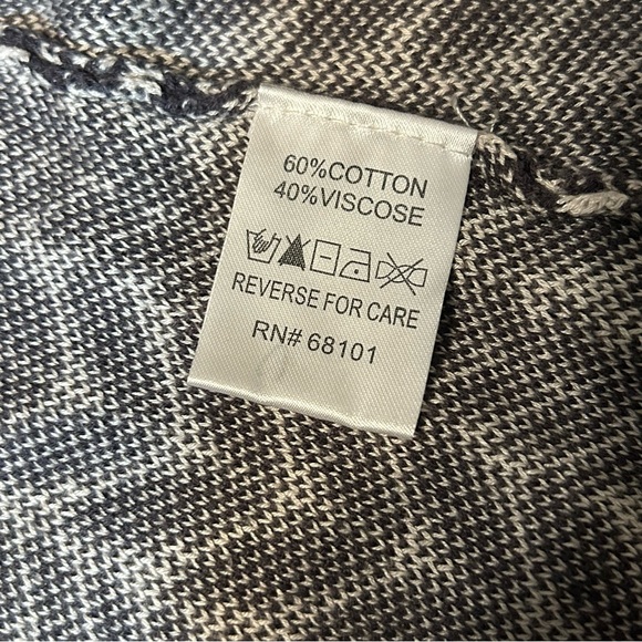 Belldini Women’s Knit Open Front Cardigan Sweater Leaf Pattern Bows Gray Cream L - Picture 7 of 11